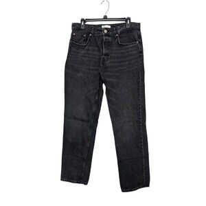 ZARA Jeans Womens Size 10 Washed Black Straight Leg High Rise Button Fly